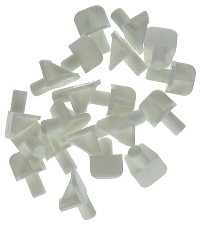 Mack 1015837 - 20 soportes para estantes plástico blanco ø 5 mm | 10 piezas
