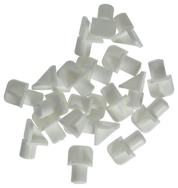 Mack 1015839 - 20 soportes para estantes plástico blanco ø 7 mm | 10 piezas