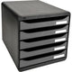 Cassettiera exacompta big box plus nera, plastica argento