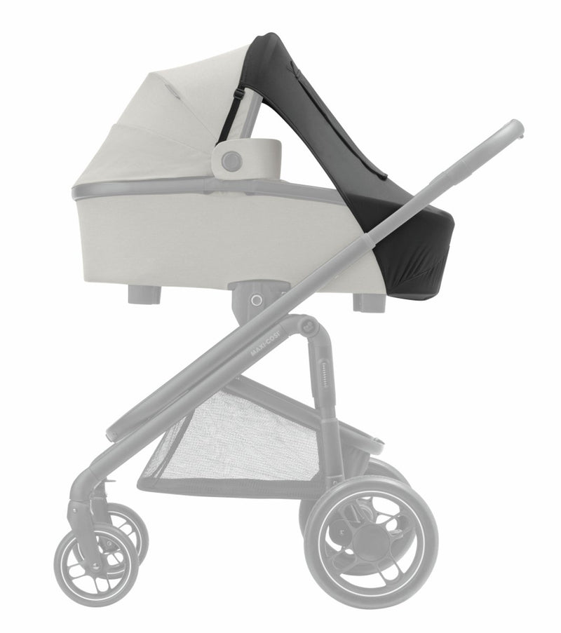 Sombrilla maxi-cosi, compatible con capazos, sillas de paseo y sillas de coche para bebé, protección UPF 50+, con ventana peek-a-boo, protege al bebé del sol, múltiples usos, negro