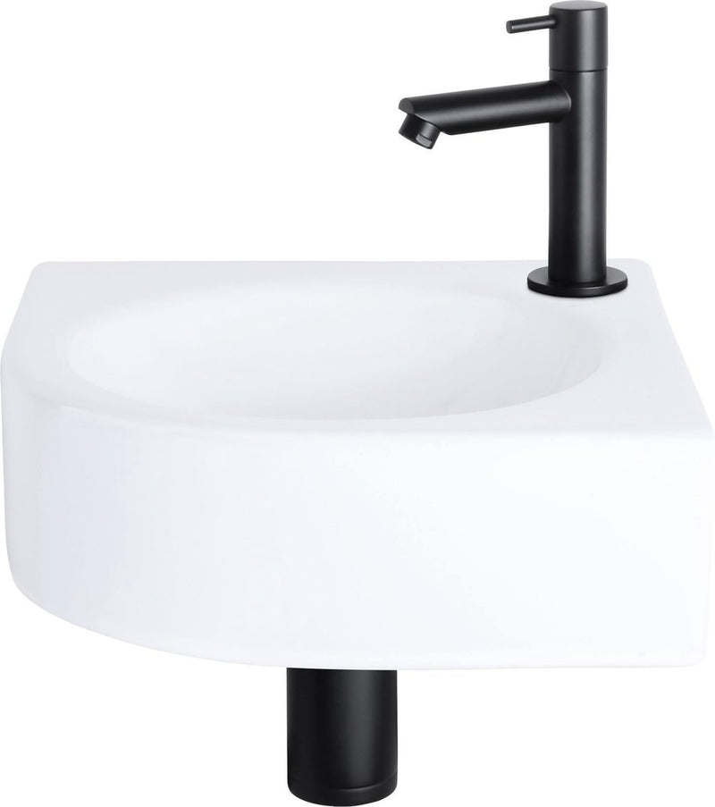 Differnz Juego de fuente Cleo - cerámica - grifo recto negro mate - 30 x 30 x 10 cm