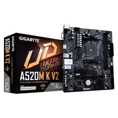 Gigabyte Gigabyte A520M K V2, MATX, AMD AM4, A520, DDR4, 5100 MHz, USB 3.2 Gen 1, M.2, GBE LAN