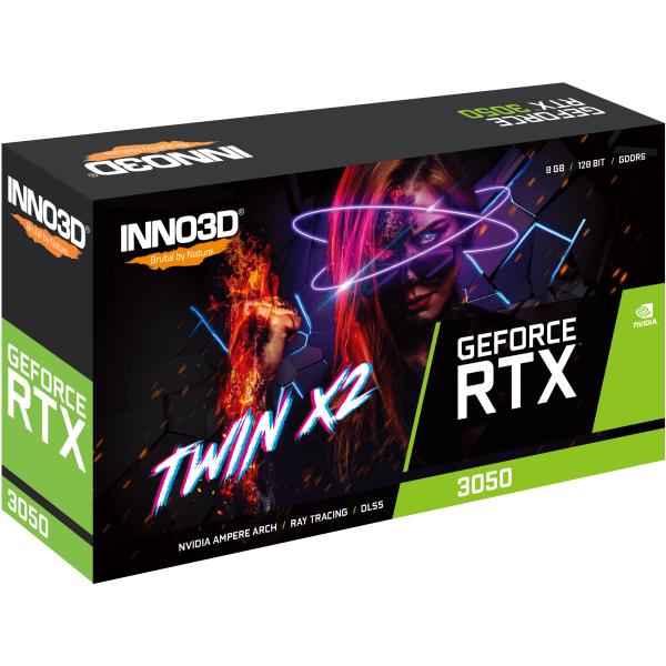 Inno3d inno3d n30502-08d6-1711va41 geforce rtx 3050 twin x2 v2, 8gb gddr6, 128-bit, 1777, 14gbps, 1xdp+hdmi