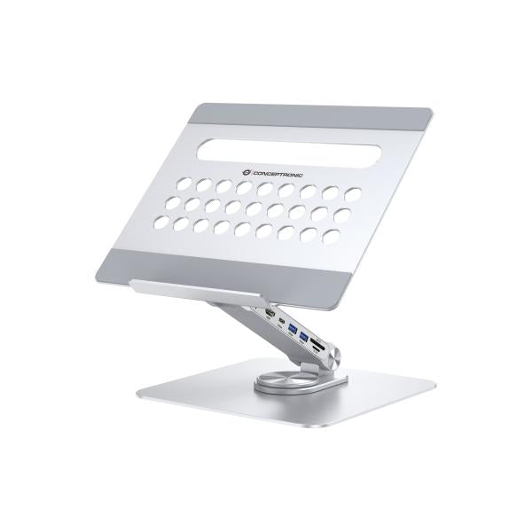 Concepttronic Concepttronic Stand per laptop Donn27G con stazione docking 7 in 1, rotazione a 360 °, USB 3.2 Gen 1 di tipo C