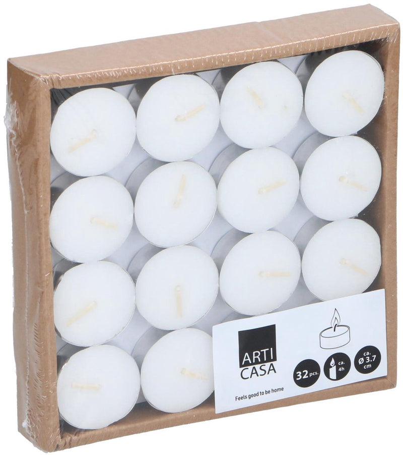 Candele Arti casa 32 pezzi - candeline bianche con 4 ore di combustione - candeline ø3,7 cm - set di candele per la decorazione e l'uso quotidiano