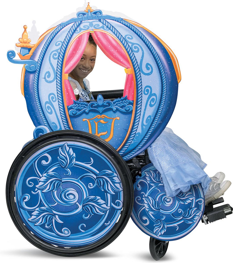 Disfraz princesas disney - cenicienta, funda adaptable para silla de ruedas con carruaje de princesas disney, talla única, niña