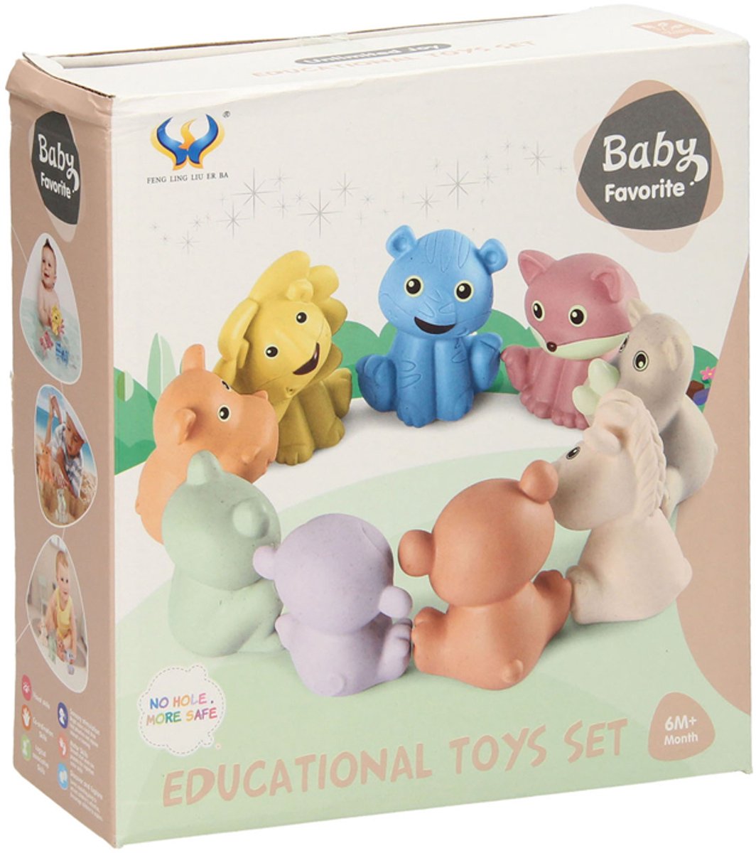 Lobbes famiglia di animali da bagno pastello, 9 pz.