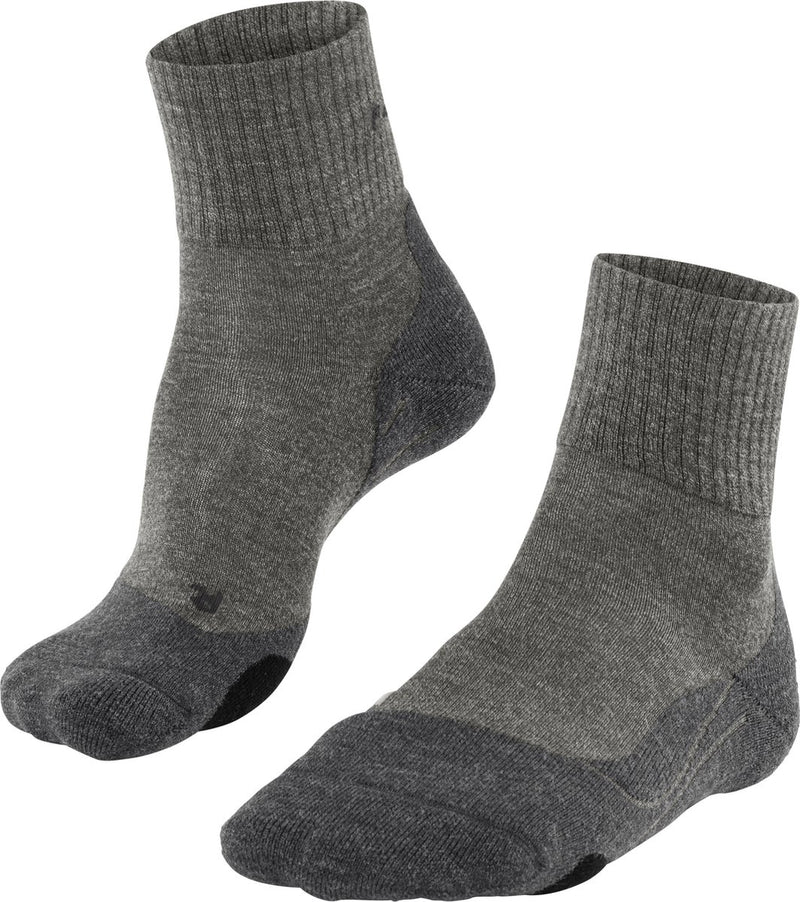 Falke tk2 calcetines cortos de lana para caminar anti ampollas, calcetines deportivos de lana merino con acolchado medio para hombre beige - talla 44-45