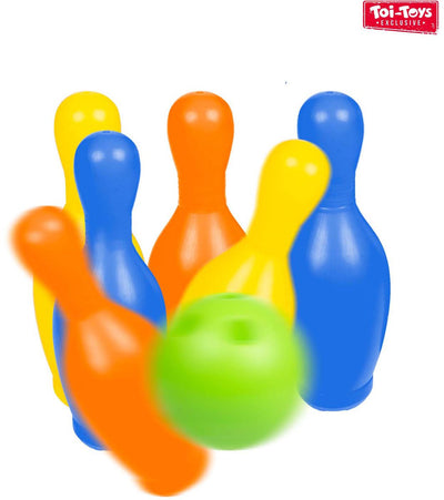 Toi-toys bowling set colored, 7 pieces.