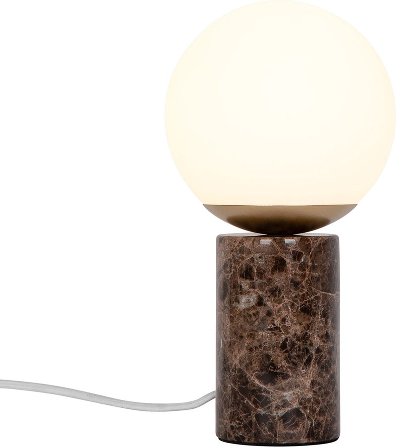Nordlux lilly - lampara de mesa - e14 - cristal opal - marmol marron
