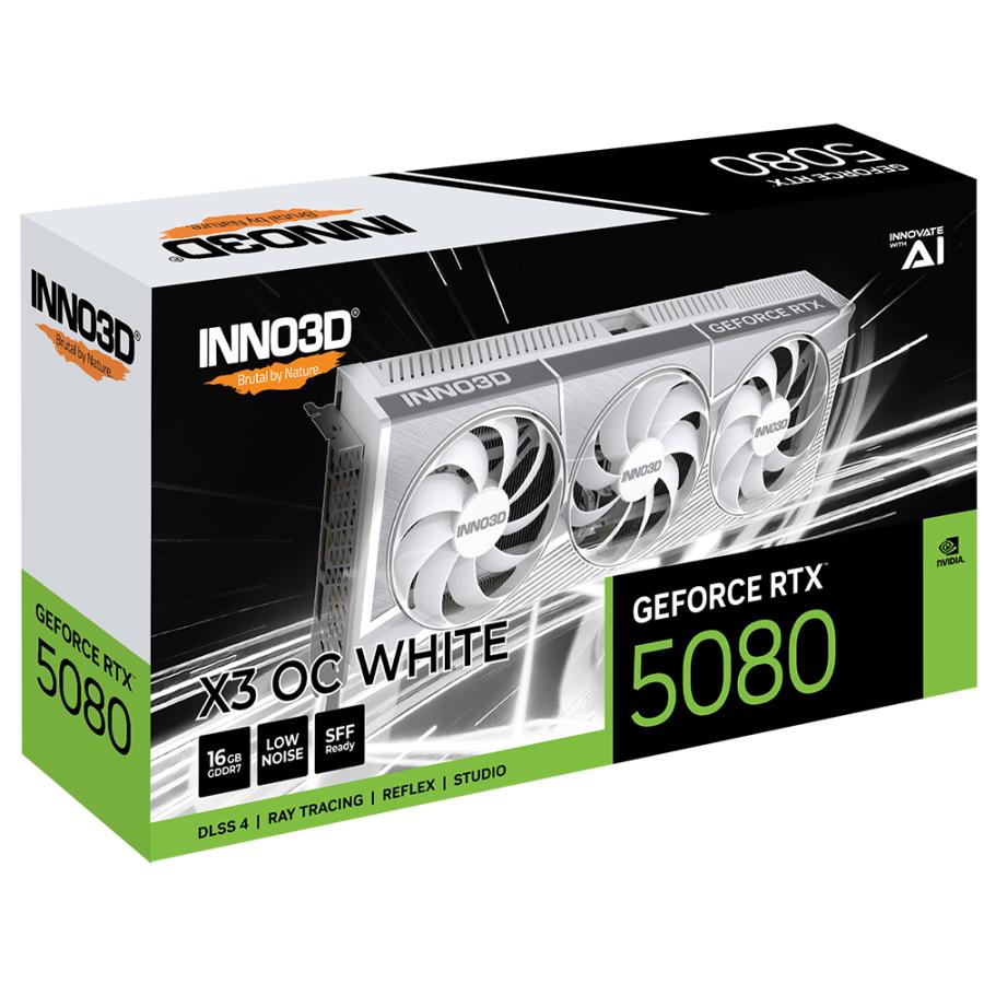 Inno3d N50803-16D7X-17605211 GeForce RTX 5080 X3 OC White, ATX, 16 GB, GDDR7, 256 bits, PCIe 5, 360W