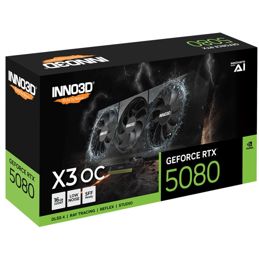 Inno3D N50803-16D7X-17603930 GeForce RTX 5080 X3 OC, ATX, 16GB, GDDR7, 256-BIT, 960GBS, PCIE5, 360W