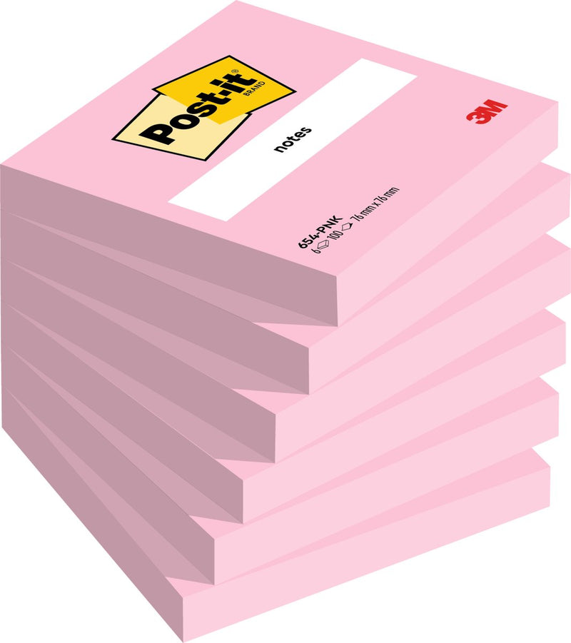 Blocco post-it 654 76x76mm rosa 6 pezzi