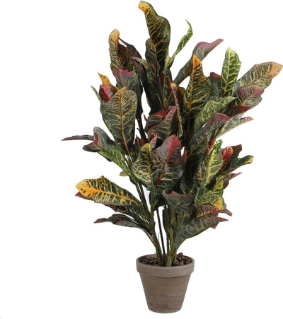 Mica decorations - artificial croton plant in flower pot stan - h73 x ø40 cm - colorful