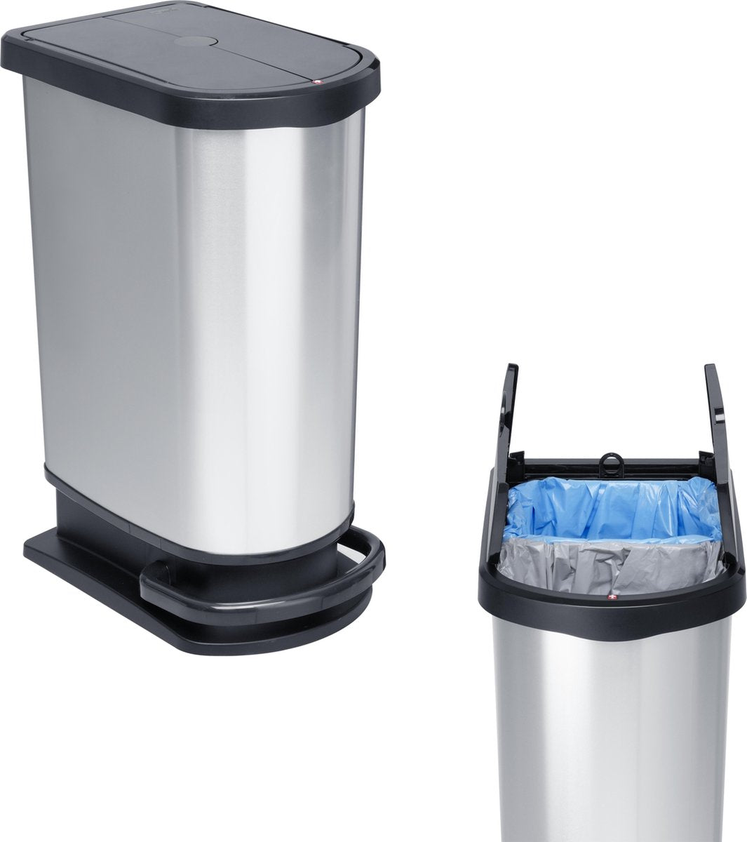 Rotho Rotho Paso Duo Pedal Bin 50l Silver Metallic