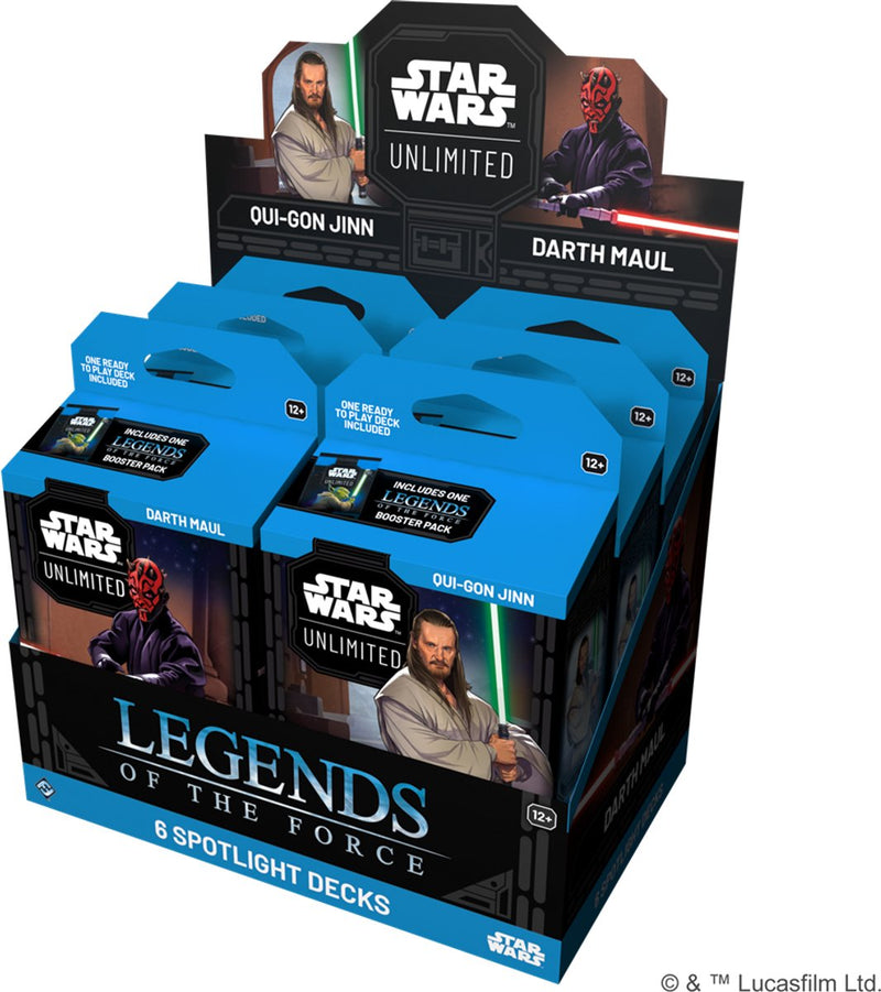 Juegos de vuelo de fantasía star wars unlimited tcg - legends of the force Spotlight deck - qui-gon jinn darth maul - exhibición con 6 mazos - juego de cartas en inglés - listo para jugar