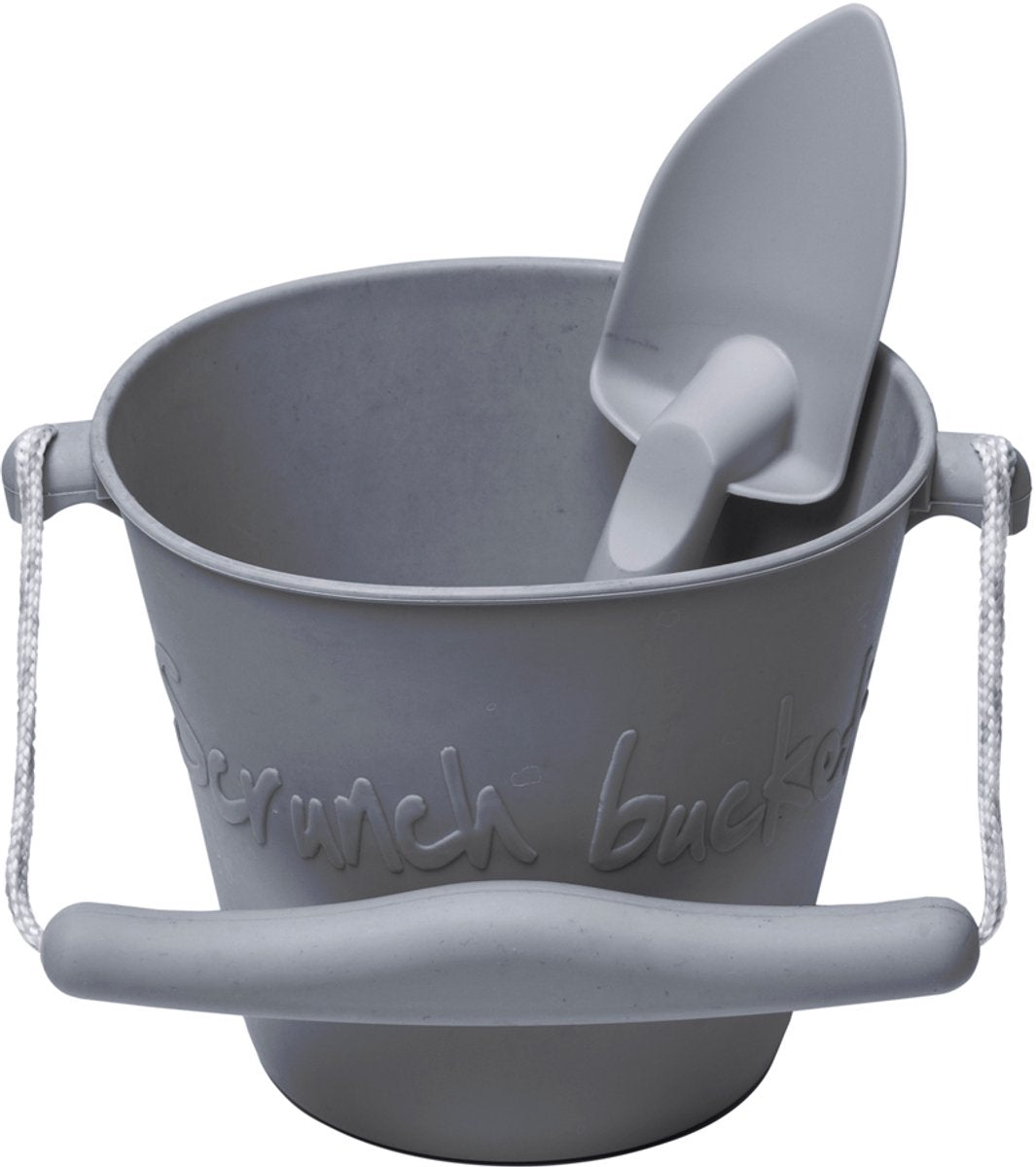Secchio e paletta Scrunch - grigio - pieghevole - riciclabile