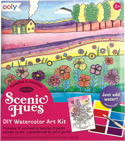 Ooly - tonos escénicos - d.i.y. kit de arte en acuarela - flores y jardines