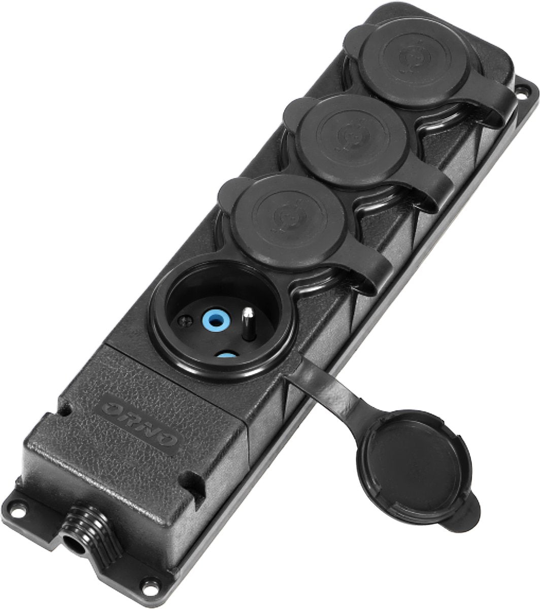 Orno - presa in gomma - 4 uscite - ip44 - nera