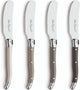 Lou laguiole – 4-piece butter knife set – in wooden box – mix of authentic colors (pepper, gray, mother of pearl, taupe) – 16 cm – dishwasher safe – butter knife