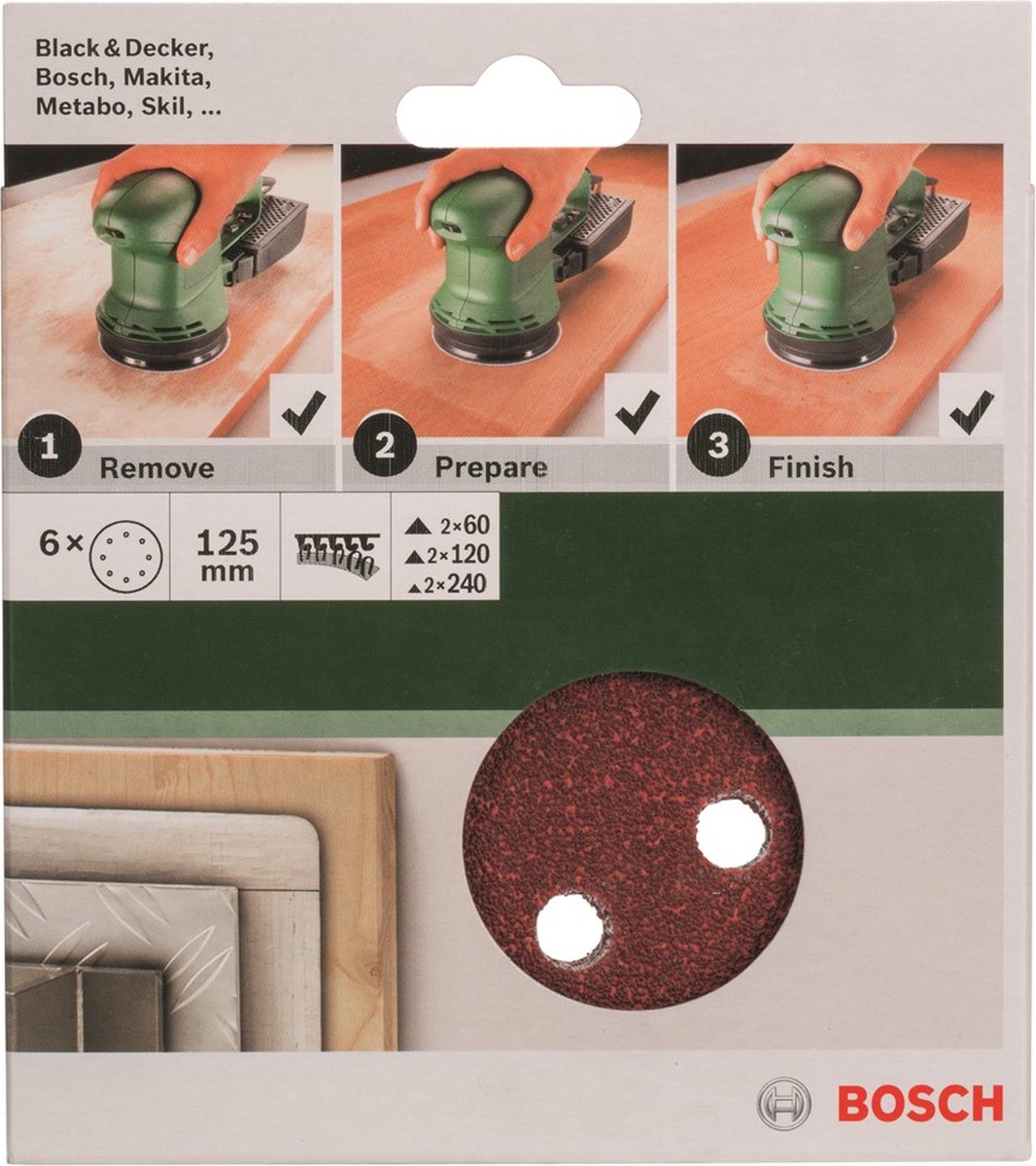 Set fogli abrasivi Bosch da 6 pezzi per levigatrici eccentriche 125 mm - grana 60; 120; 240