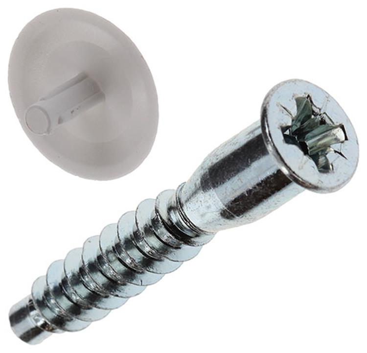 Mack 1013704 - 12 tornillos unita con tapa blanca m 6,3 x 40 mm | 10 piezas
