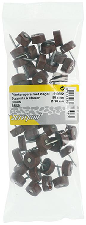 Mack 1013741 - 50 soportes para estantes + clavo marrón ø 10 mm | 10 piezas