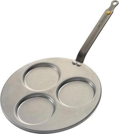 Debuyer de buyer Padella Mineral B Tri-blinis 27 cm – Padella per crêpe a 3 scomparti – lamiera d'acciaio – senza pfas – adatta all'induzione