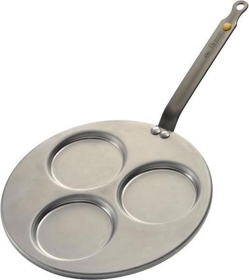 Debuyer de buyer Padella Mineral B Tri-blinis 27 cm – Padella per crêpe a 3 scomparti – lamiera d'acciaio – senza pfas – adatta all'induzione