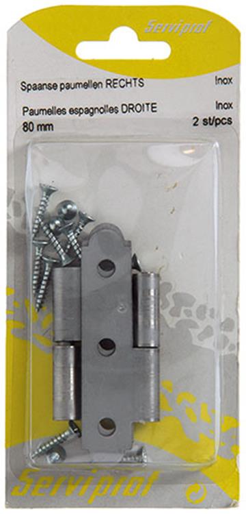 Mack 1013706 - 2 bisagras españolas derechas acero inoxidable h 80 - w 45 mm | 5 piezas