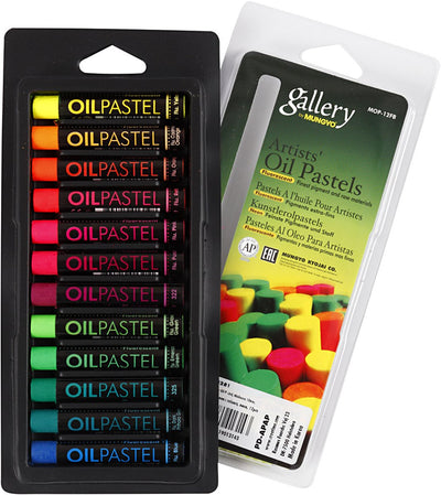 Gallery pastello a olio, l: 7 cm, spessore 11 mm, colori neon, 12 pezzi 1 scatola