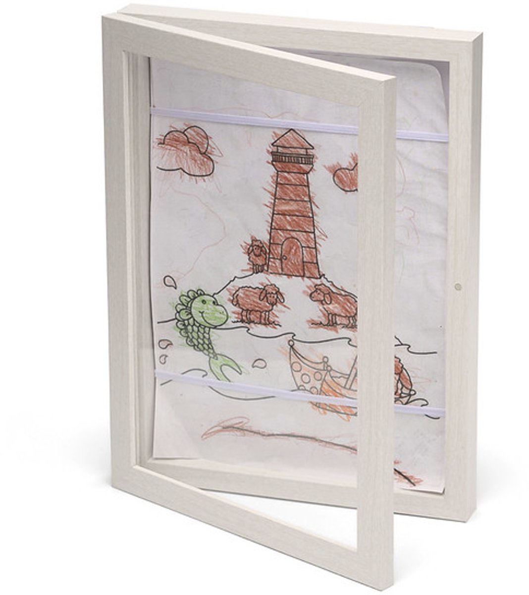 Happy Hands - cornice portaoggetti per bricolage - A4 - bianco - conserva i bellissimi disegni di tuo figlio