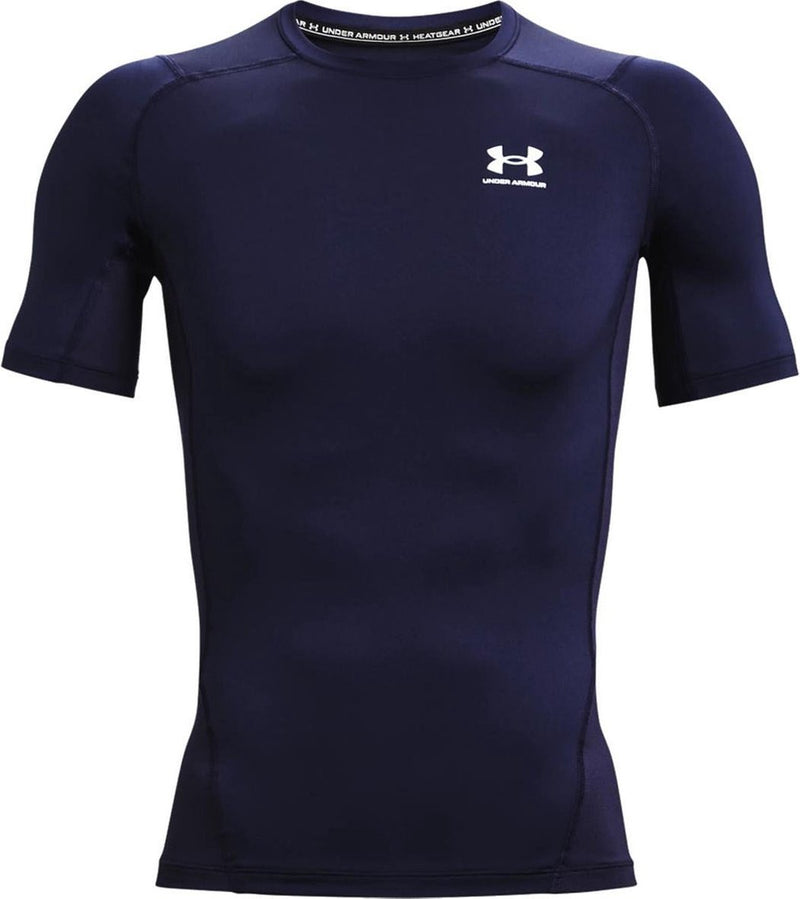 Maglietta sportiva da uomo Under Armour UA HG Armor Comp SS-Blu - Midnight Navy - Bianco