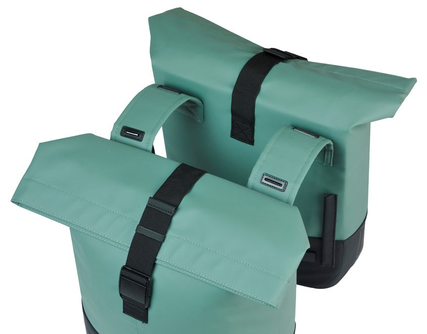 Basil dubbele fietstas cove 28-32l 14 x 29 x 36 cm - groen zwart