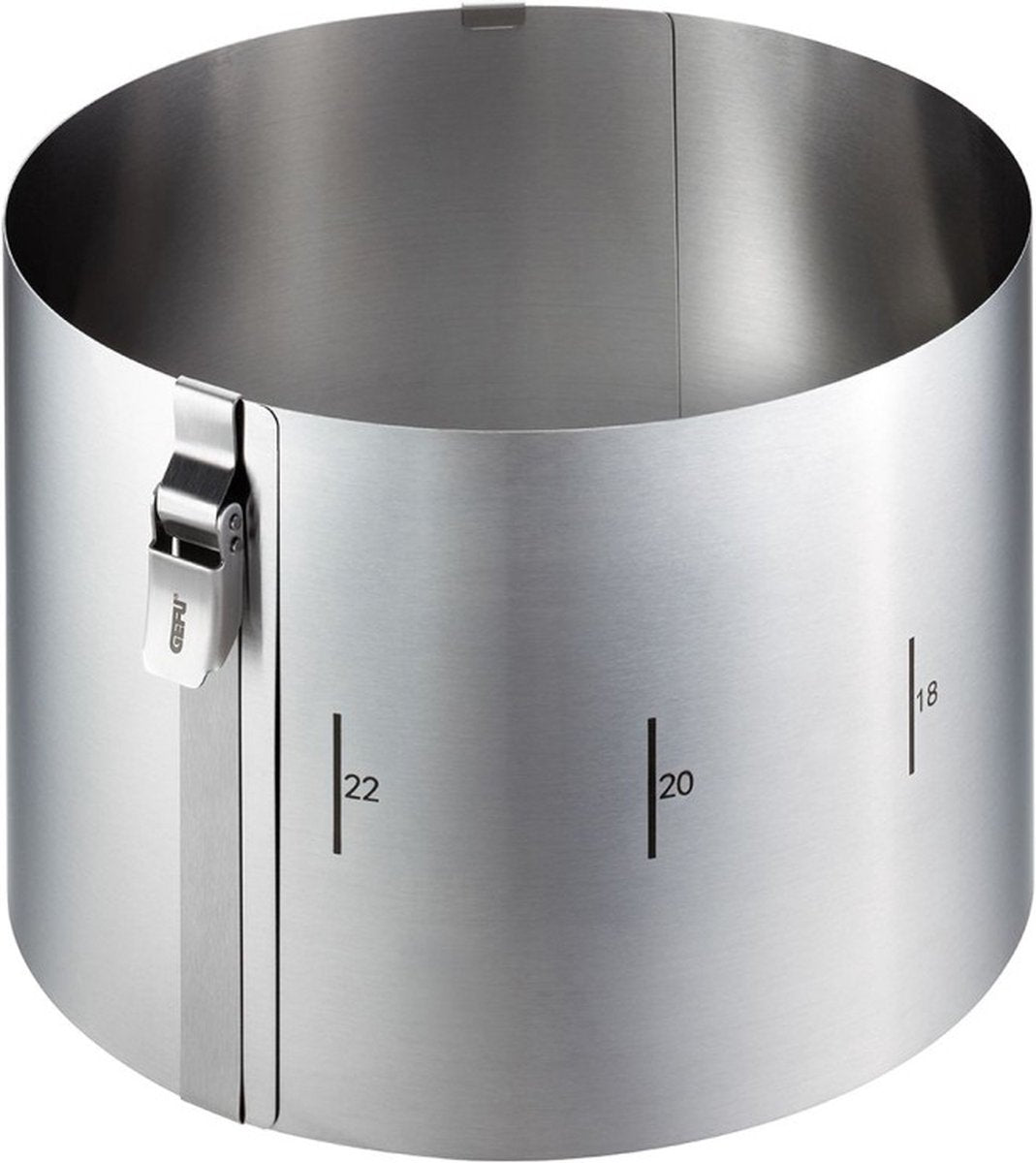 Gefu tondo clip taartring verstelbaar ø16-30 cm – rvs bakring met clip – hoogte 15 cm