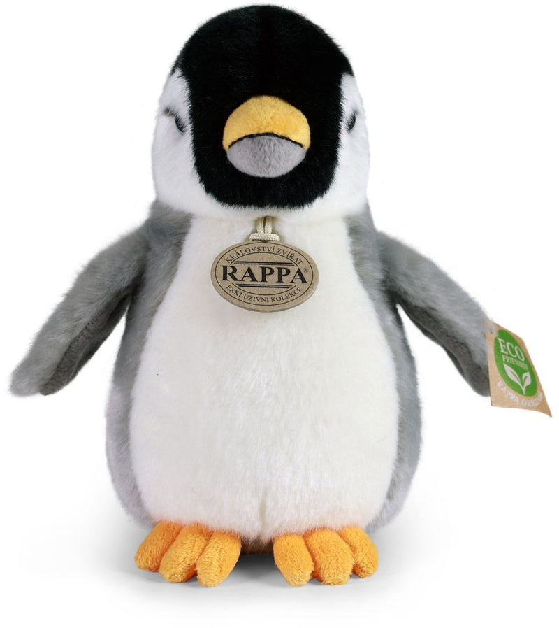 Pinguino di peluche ecologico Rappa 20 cm - peluche realistico realizzato con bottiglie in PET riciclate - grigio bianco nero
