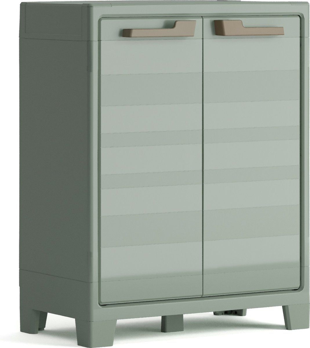 Keter planet outdoor opbergkast laag - 1 plank - 44x80x100cm - lichtgrijs zwart
