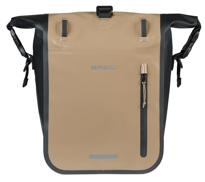 Basil borsa singola da bicicletta rivo m telone mik 12-15l 14 x 25 x 38 cm - nero sabbia