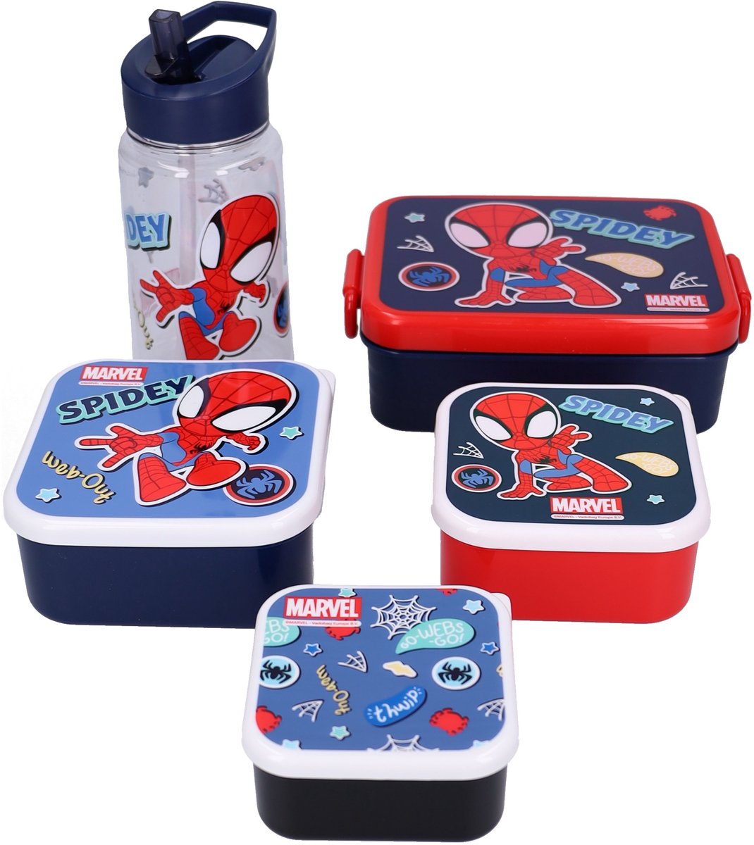 Vadobag Spidey Lunch Set per il pranzo - bicchiere - contenitore per il pranzo - contenitore per snack (3in1) - blu
