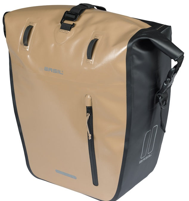 Basil bolsa para bicicleta individual rivo l tarpaulin mik 25-31l 14 x 28 x 43 cm - arena negro