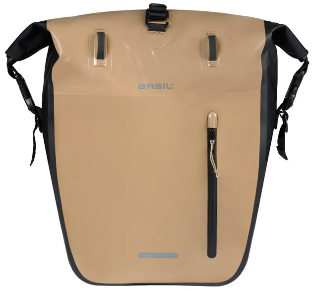 Basil bolsa para bicicleta individual rivo l tarpaulin mik 25-31l 14 x 28 x 43 cm - arena negro