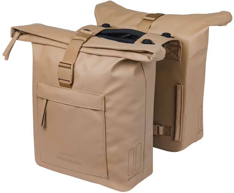 Basil bolsa doble para bicicleta brooklyn mik 41l 14 x 30 x 37 cm - arena