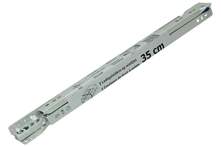 1013688 - par de guías para cajones con ruedas blanco 25kg 35cm | 5 piezas