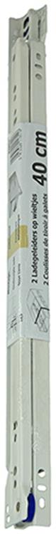 1013689 - par de guías para cajones con ruedas blanco 25kg 40cm | 5 piezas