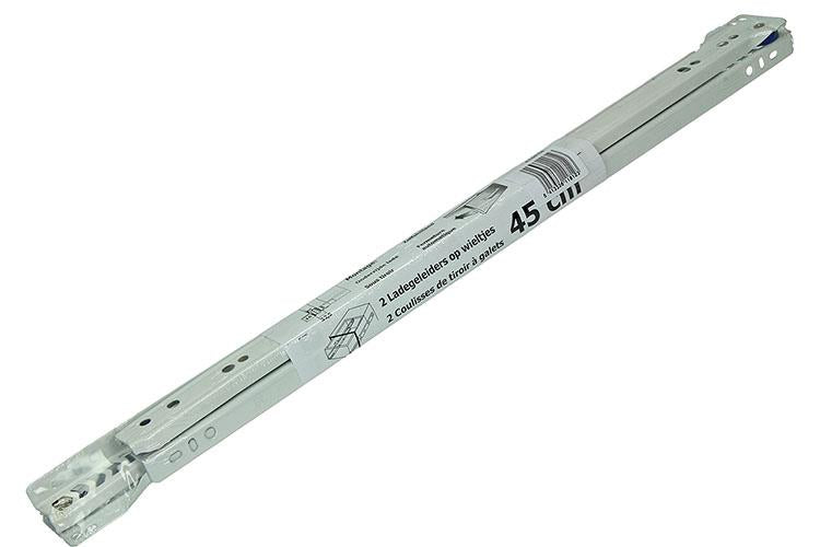 1013690 - par de guías para cajones con ruedas blanco 25kg 45cm | 5 piezas