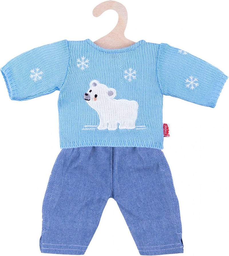 Jeans per bambole per la cucina con maglione dell'orso polare, 35-45 cm