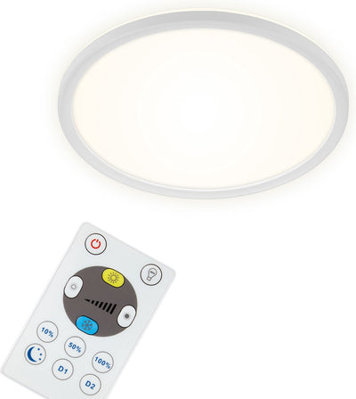 Briloner slim - Lámpara de techo LED - Lámpara de techo regulable - con retroiluminación - incl. mando a distancia - 18 vatios - 2400 lúmenes - blanco