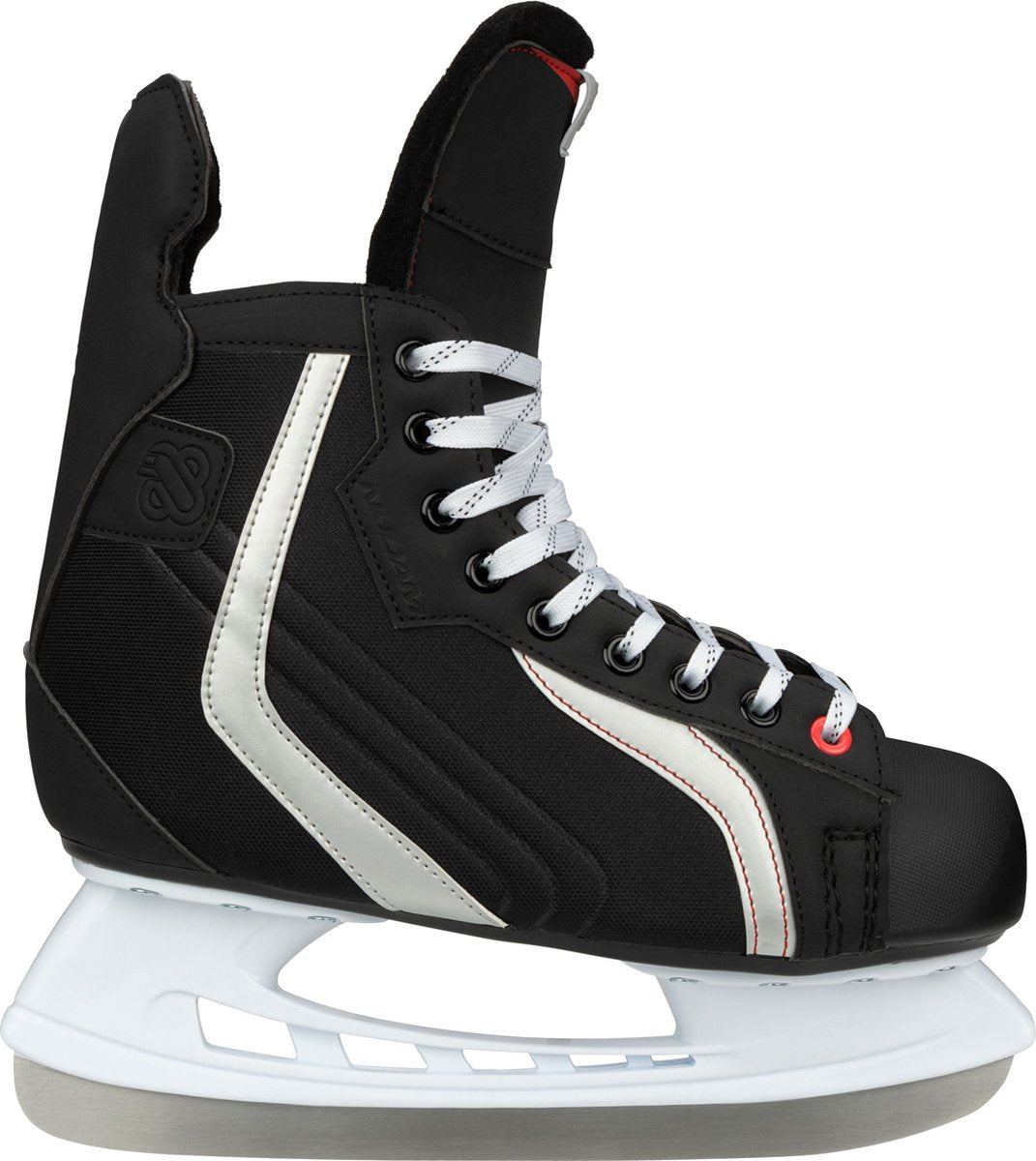Nijdam ijshockeyschaats - deluxe - polyester - zwart zilver - maat 38