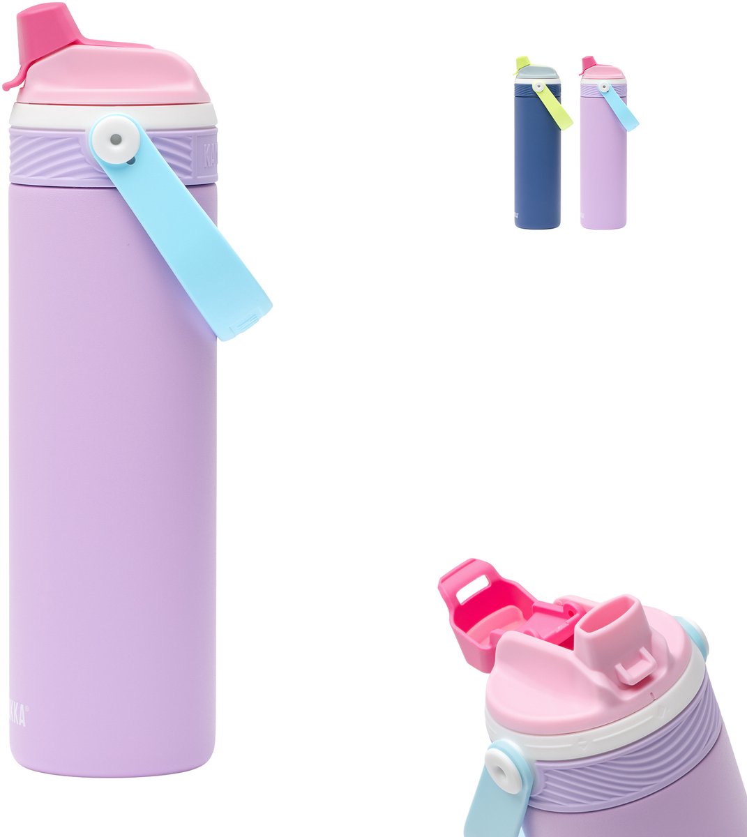 Kambukka dupla geïsoleerde drinkfles 600 ml - 2-in-1 waterfles - 100% lekvrij - lilac puff