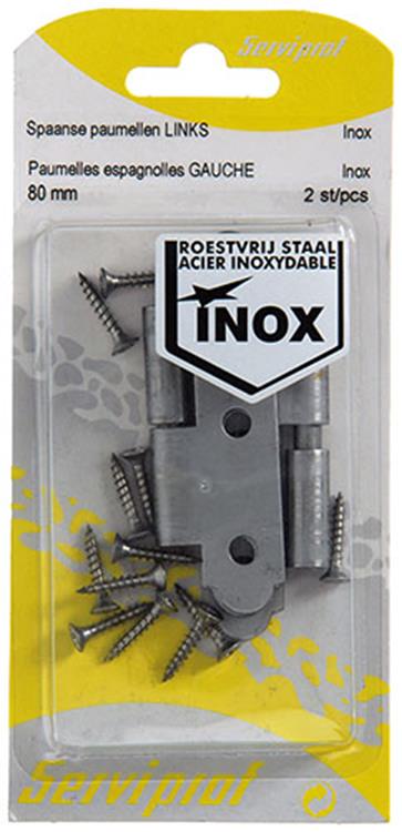 Mack 1013707 - 2 bisagras españolas izquierda acero inoxidable h 80 - w 45 mm | 5 piezas